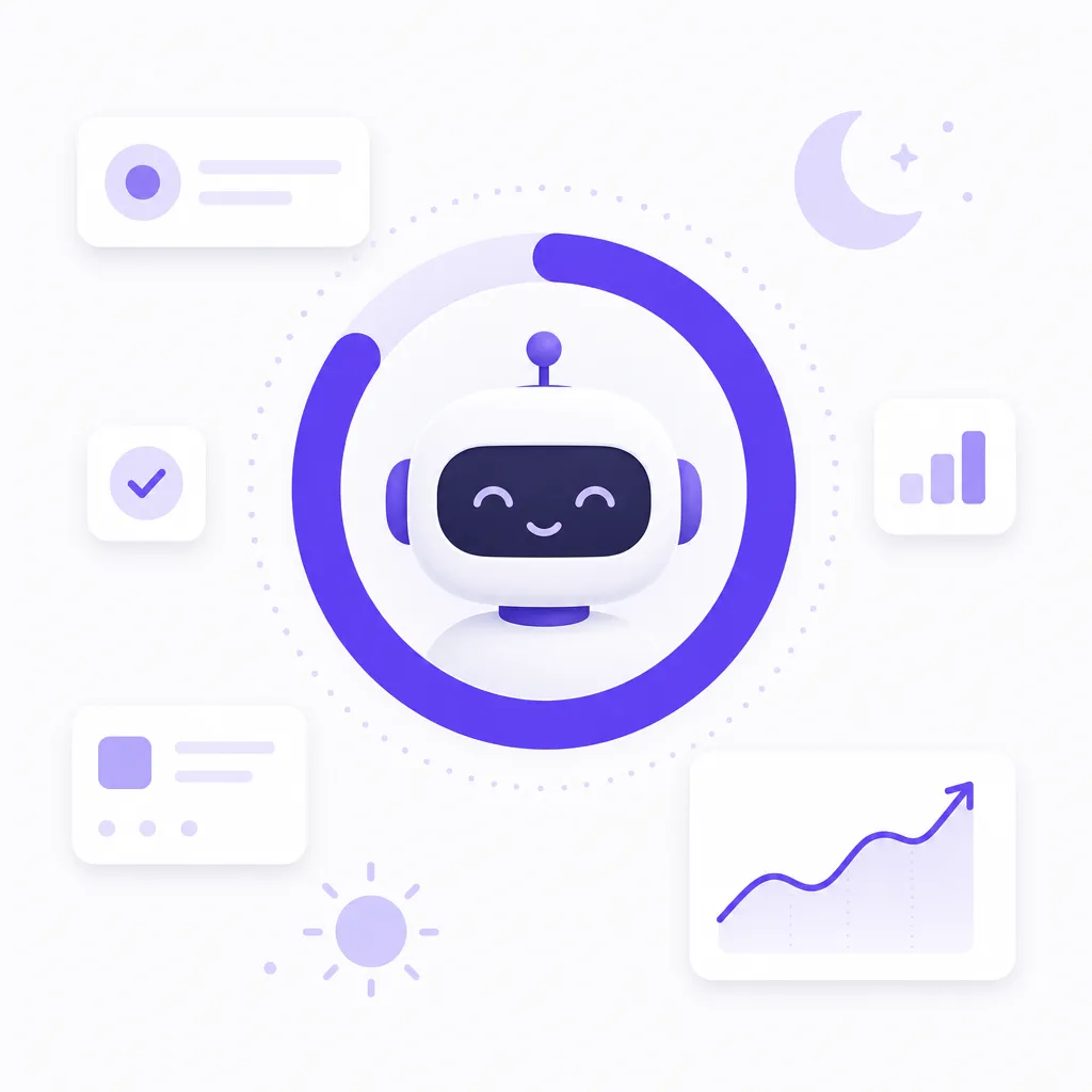 An AI employee working around the clock: a circular indicator, day and night
