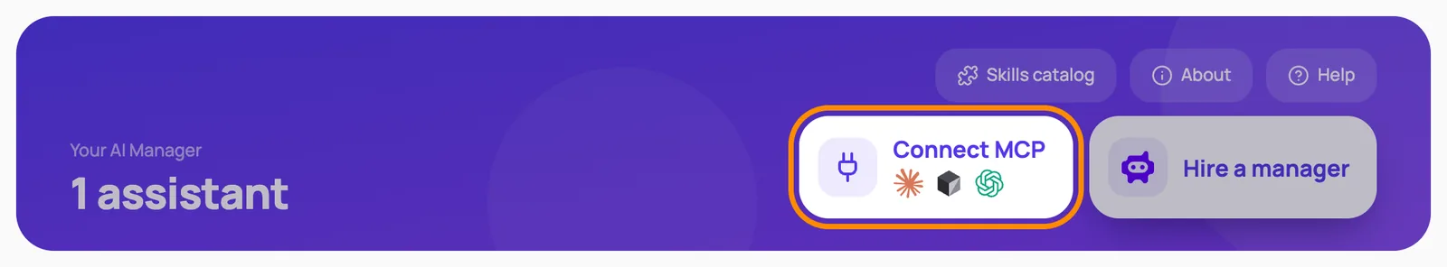 AI Staff page header with the Connect MCP button highlighted